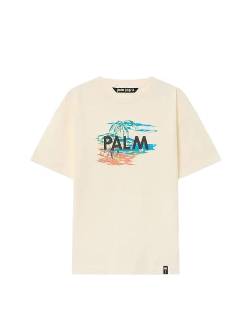 Palm Angels White Palm Island Graphic-Print T-Shirt for men