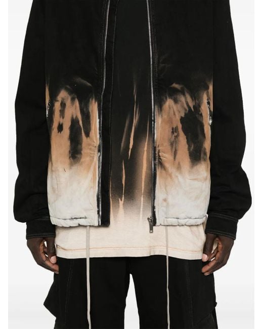 Rick Owens Black Tie-Dye Print Denim Jacket for men