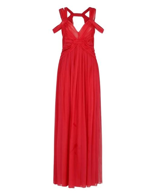 Abito Lungo Con Spalline Multiple di Alberta Ferretti in Red