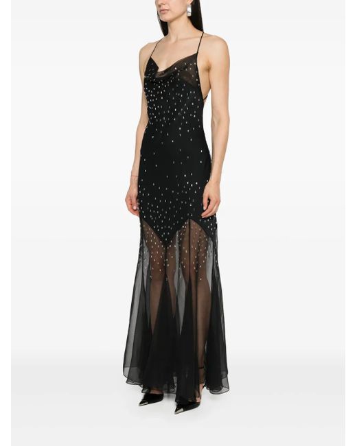 Rabanne Black Crystal-Embellished Long Dress