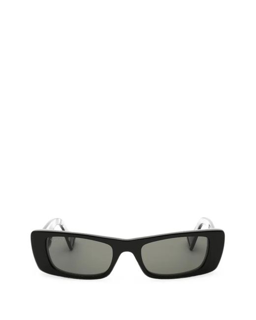 Gucci Gray Interlocking G Rectangle-Frame Sunglasses