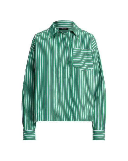 Ralph Lauren Green Striped Cotton Blouse