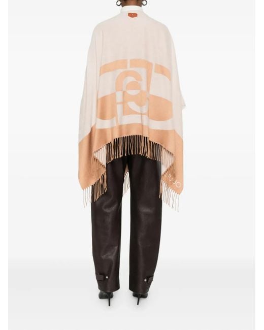 Liu Jo Tweekleurige Cape Met Franje in het White