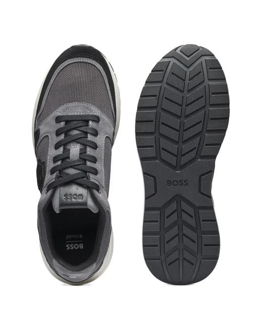 Boss White Suede Trainers With Double B Monogram for men