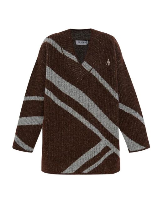 The Attico Brown Pullover mit diagonalen Streifen