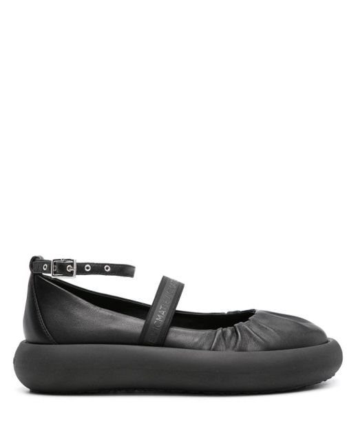 Vic Matié Black Ankle-strap Leather Ballerina Shoes