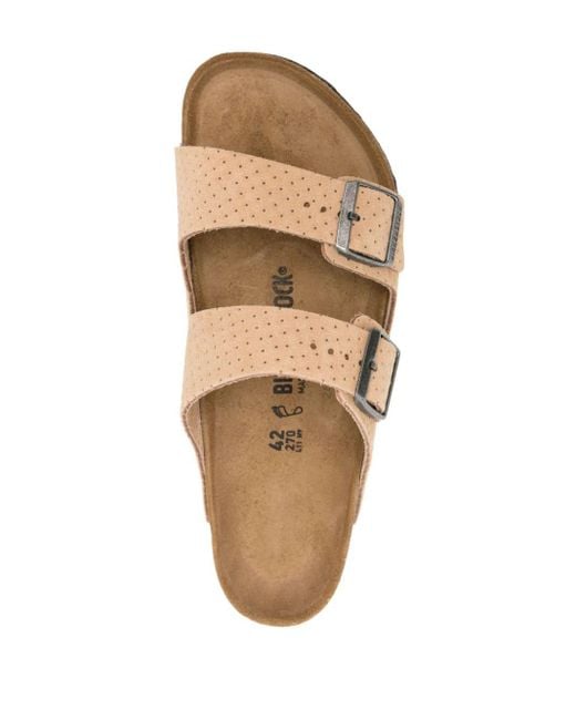 Birkenstock White Arizona Perforated Suede Sandals for men