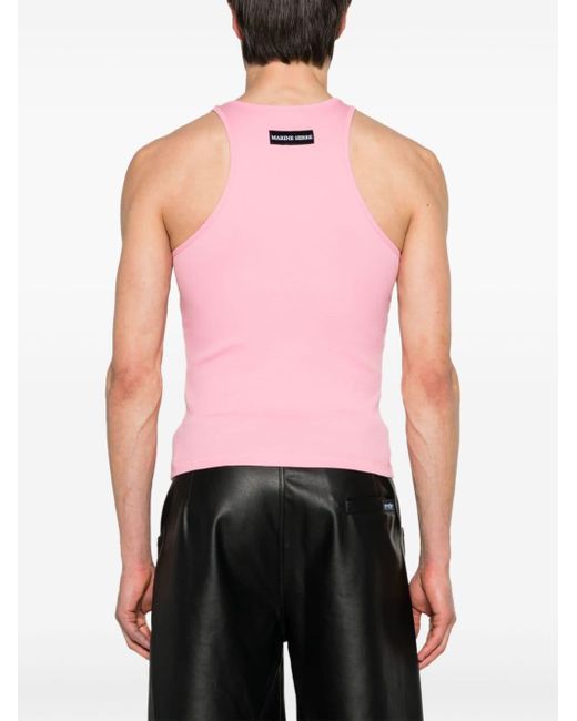 MARINE SERRE Pink Crescent Moon-embroidered Tank Top for men