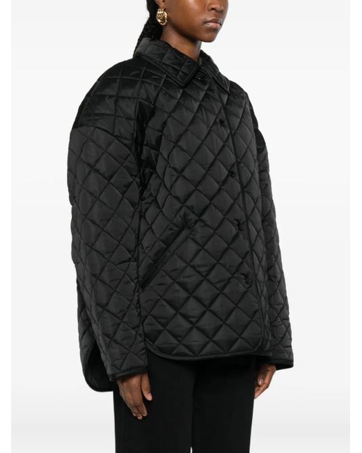 Totême Black Collared Quilted Jacket Petite