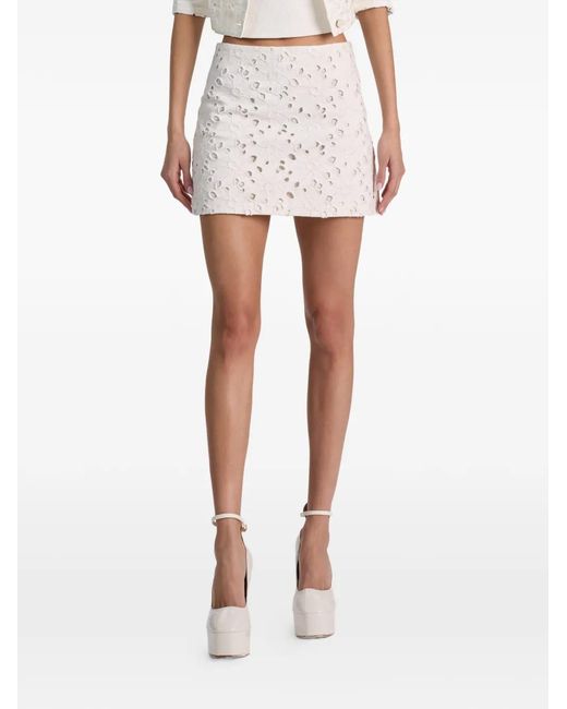 Alice + Olivia White Riley Broderie-Anglaise Skirt
