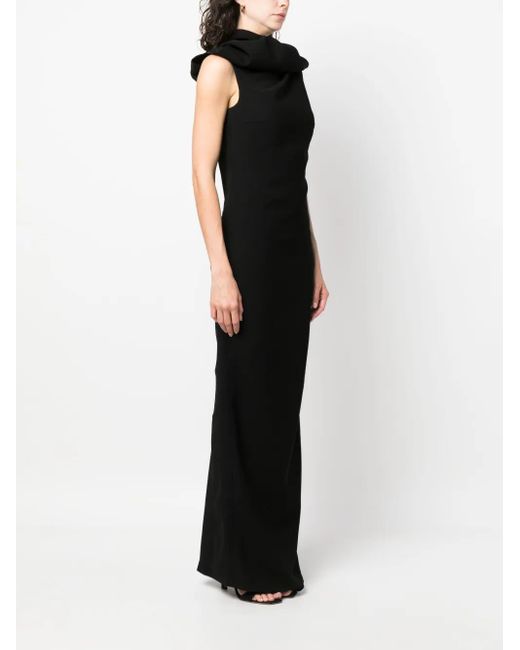 Monot Black Hooded Open-Back Maxi Dress