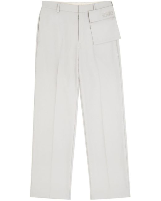 MM6 by Maison Martin Margiela White Logo-embroidered Straight-leg Tailored Trousers for men