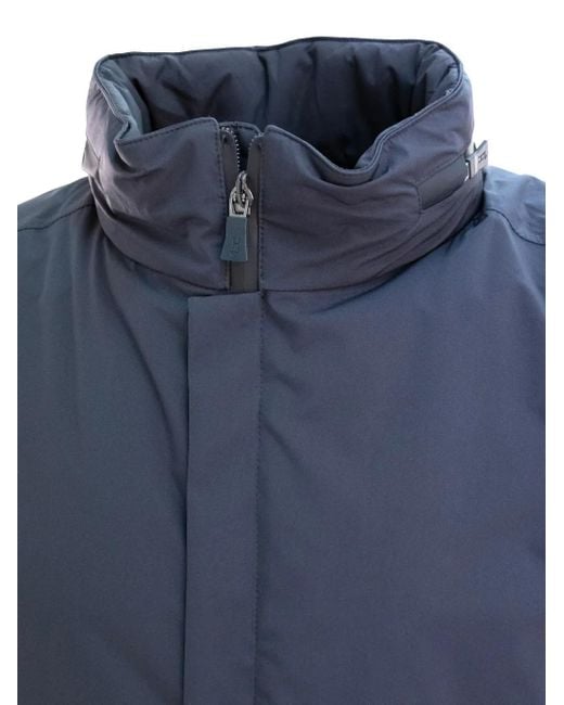 Herno Blue Stand-Collar Zip-Front Coat for men
