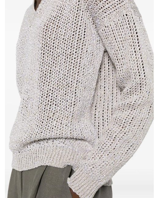 Neera White V-Neck Sweater
