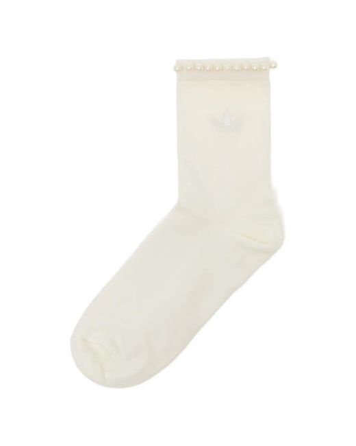 Adidas White Logo-Embroidered Socks