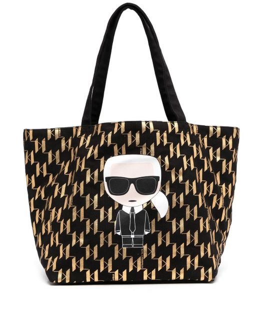 Karl Lagerfeld K/ikonik Karl-print Tote Bag in Black | Lyst