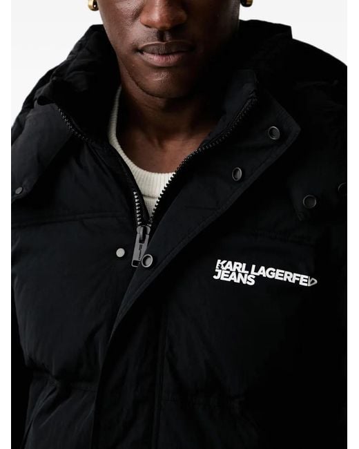 Karl Lagerfeld Black Quilted Logo-Print Jacket for men