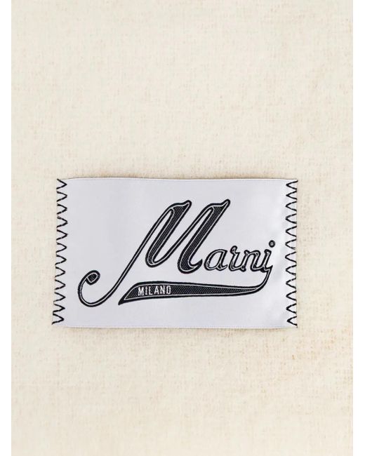 Marni White Cream Alpaca Scarf With Fringes