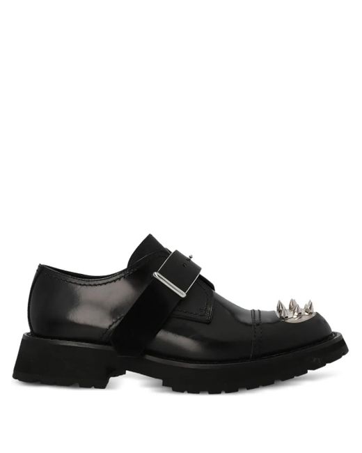 Alexander McQueen Black Studded Strap Derby Loafers for men