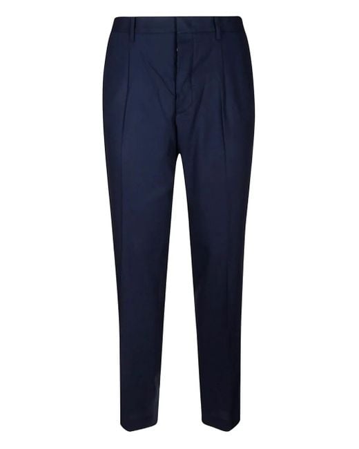Alpha Industries Blue Pleated Cotton Chino Trousers for men