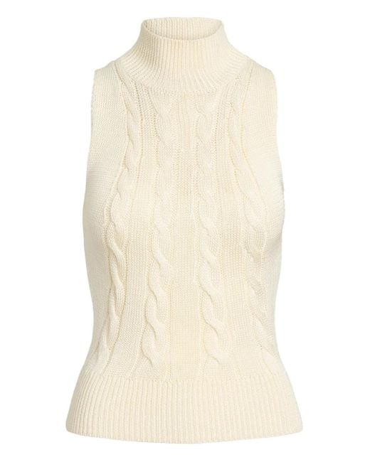 Ralph Lauren Natural Roll-Neck Cable-Knit Vest