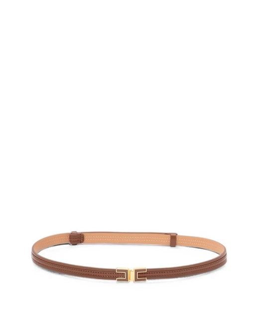 Elisabetta Franchi White Logo-Plaque Belt