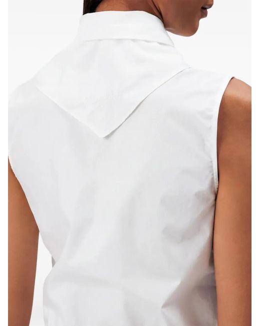 Drykorn White Tiriel Tie-Neck Sleeveless Shirt