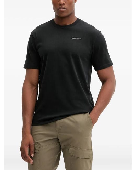 Haglöfs Black Logo-Embroidered T-Shirt for men