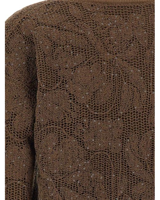 Kangra Brown Veste Bomber Brodée De Sequins