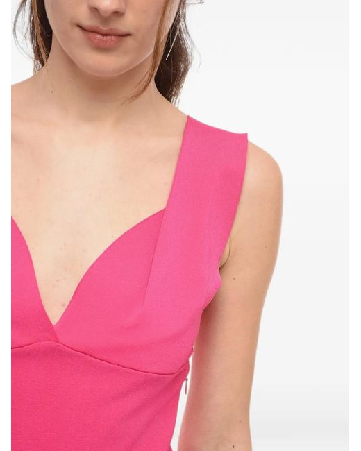 Roland Mouret Pink Sweetheart-Neckline Flounce-Hem Dress