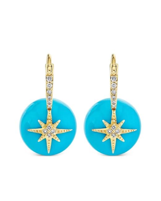 Sydney Evan Blue 14K Starburst Diamond Earrings