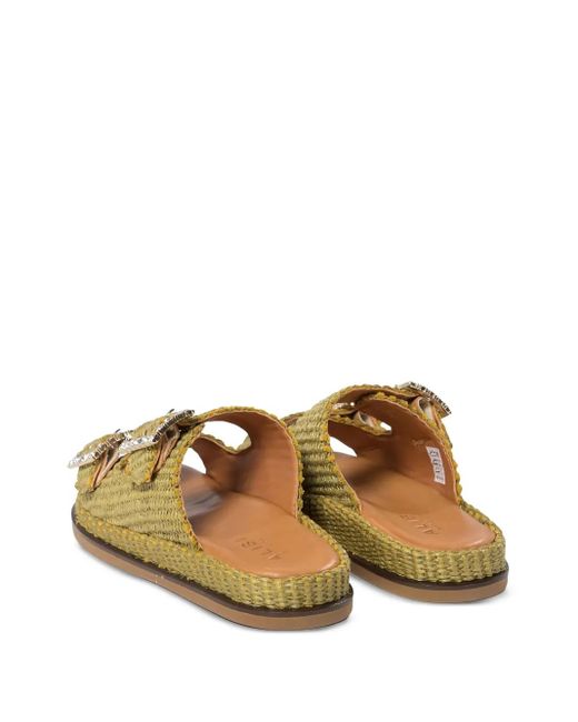 Alibi Green Double-Buckle Sandals