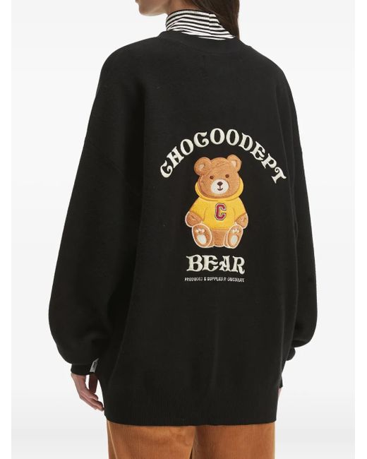 Chocoolate Vest Met Geborduurde Teddybeer in het Black