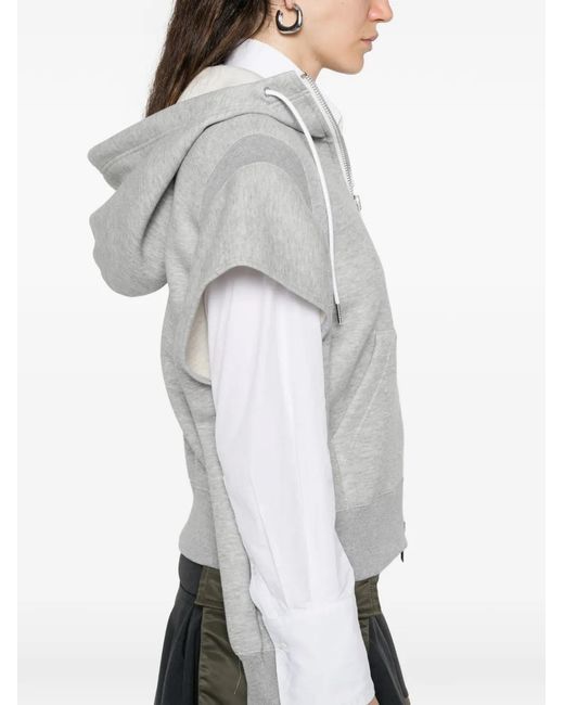 Sacai White Zip-Fastening Hoodie