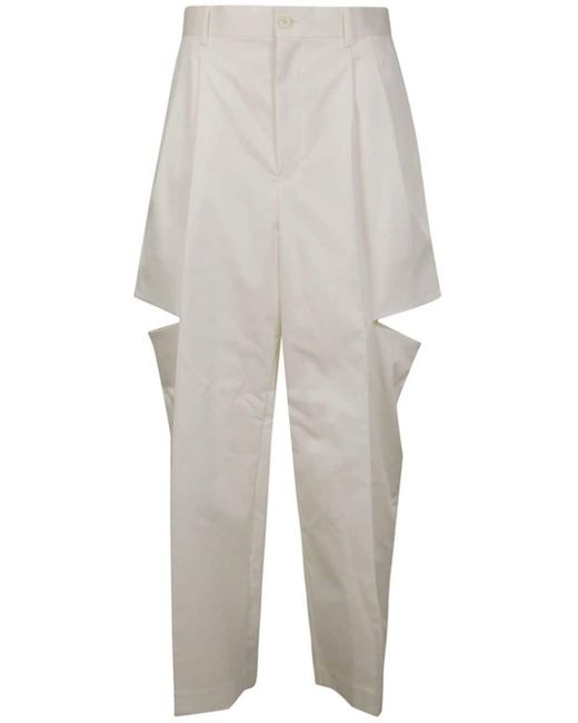 Noir Kei Ninomiya White Cut-out Tapered Trousers