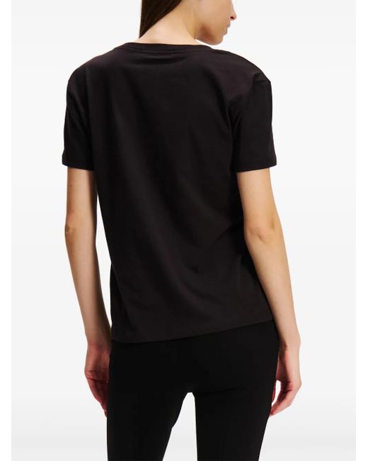 Karl Lagerfeld Black Signature V-Neck T-Shirt
