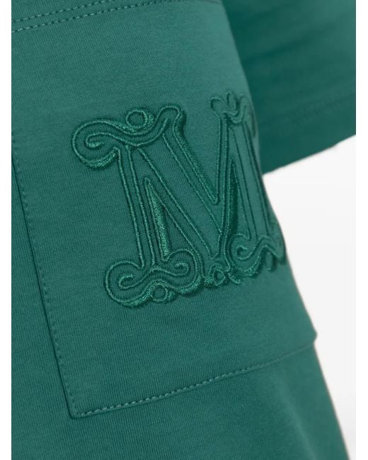 Max Mara Green Embroidered-Logo T-Shirt