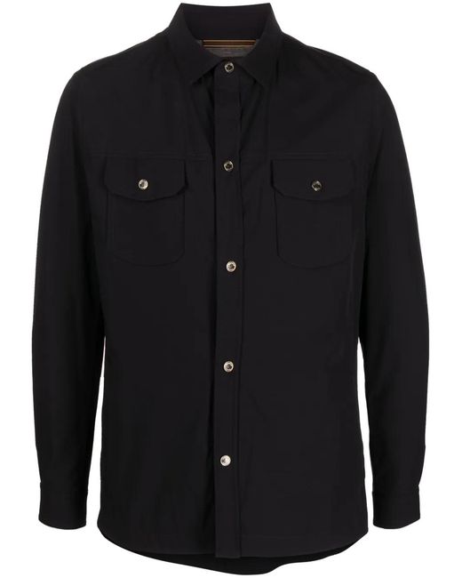 Moorer Black Press-Stud Fastening Shirt Jacket for men