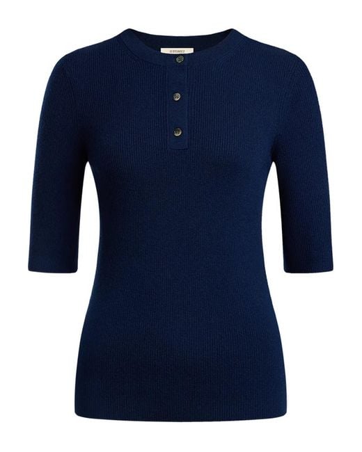 12 STOREEZ Blue Button Merino Sweater