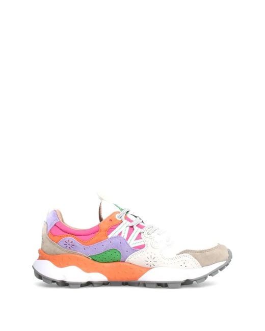 Flower Mountain White Nubuck Leather Sneakers