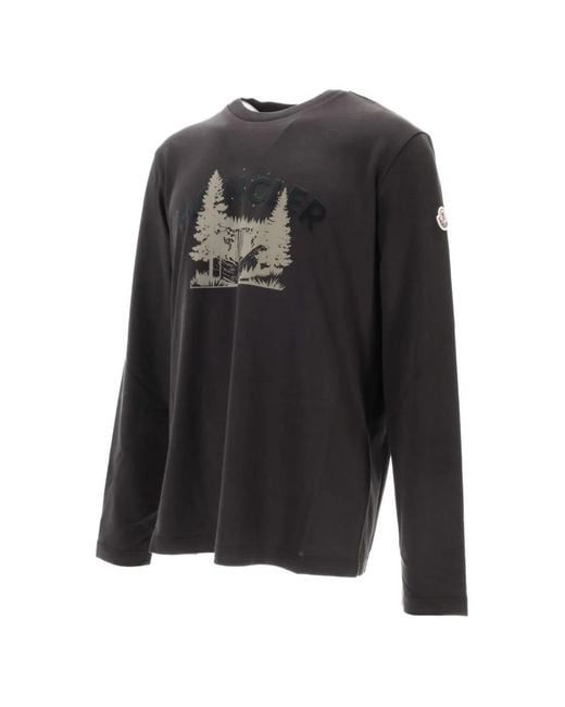 Moncler Black Graphic-Print Long-Sleeve T-Shirt for men