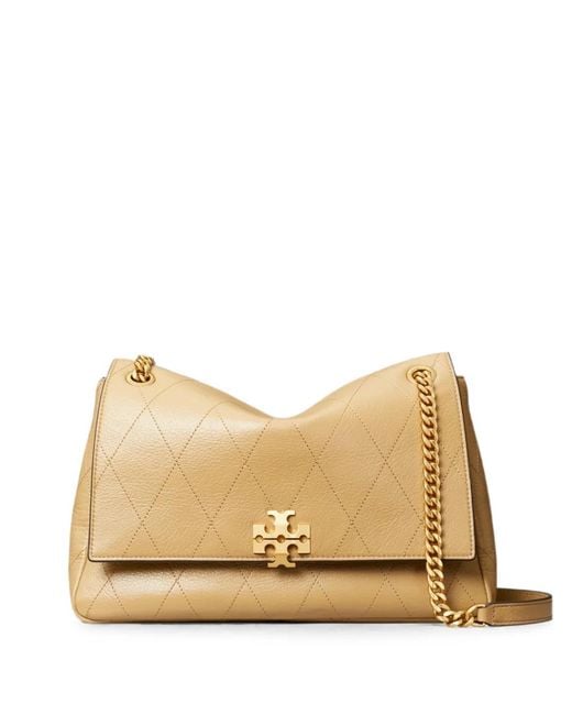 Tory Burch Natural Charlie Quilted Leather Shoulder Bag