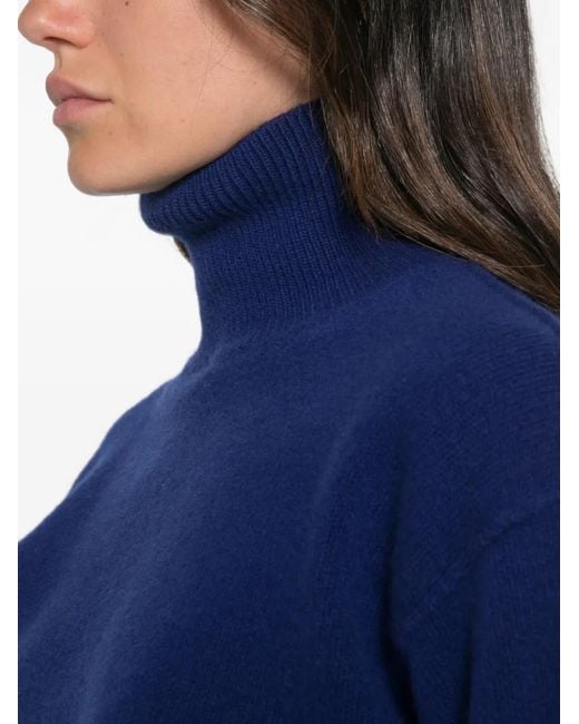Sofie D'Hoore Blue Roll-Neck Drop-Shoulder Sweater