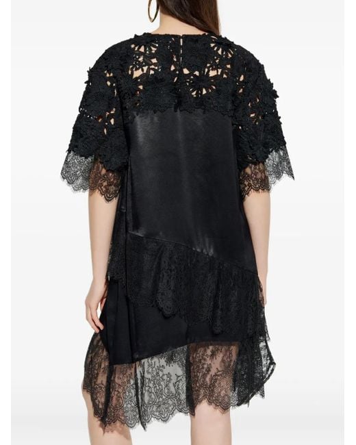 Munthe Black Rada Lace-Panel Dress