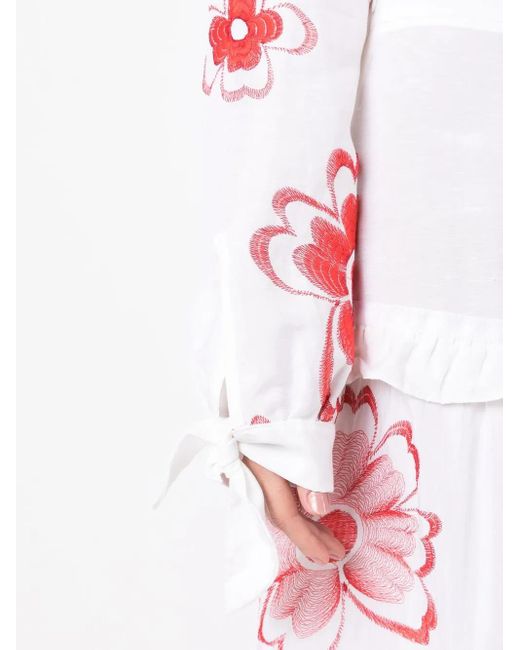 Amir Slama Floral-Embroidered Cropped Shirt
