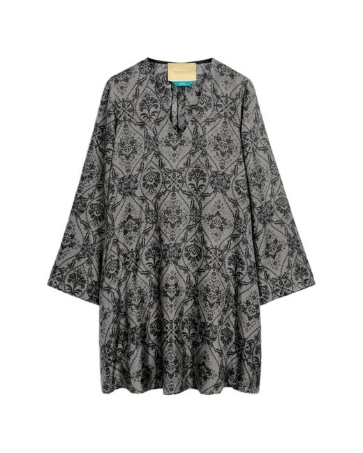 Momoní Gray Naela Printed Silk Mini Dress