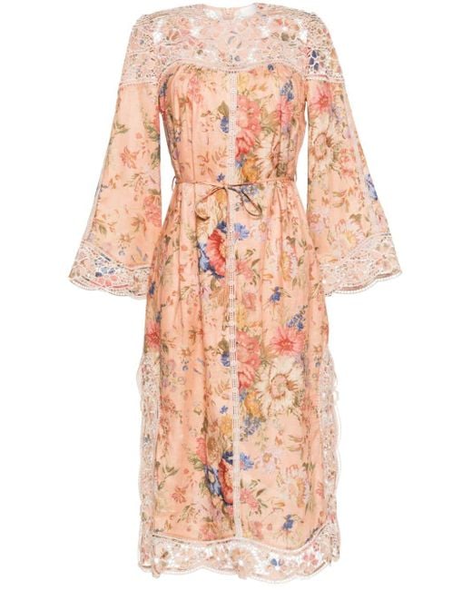 Zimmermann Pink August Floral-print Maxi Dress