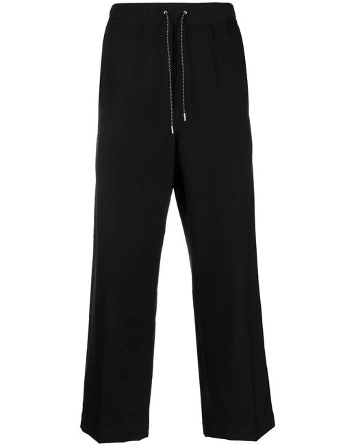 OAMC Black Drawstring-Fastening Cotton Trousers for men