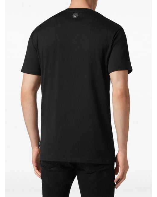 Philipp Plein Black Graphic-Print Cotton T-Shirt for men