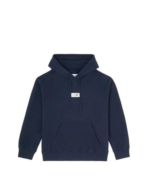 MM6 by Maison Margiela Blue Unbrushed Cotton Hoodie for men